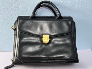 VTG Franklin Quest Black Leather Planner Binder 9.5”x11.5” Office Academia